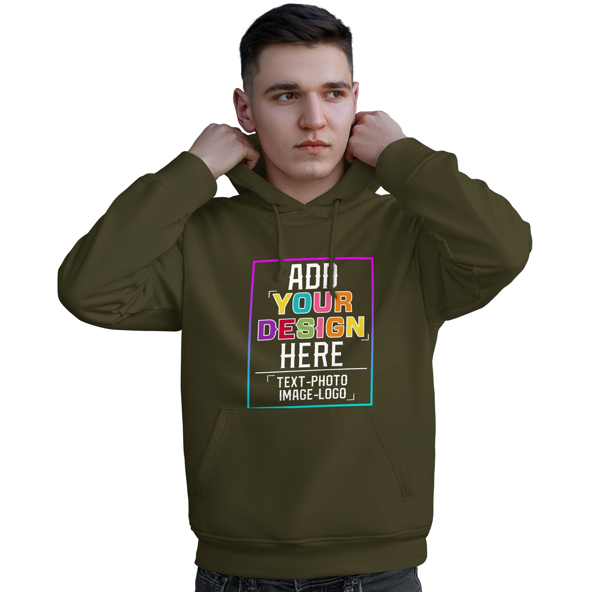 Custom Olive Personalized Rainbow Color Font Team Pullover Sweatshirt Hoodie| KXKSHOP