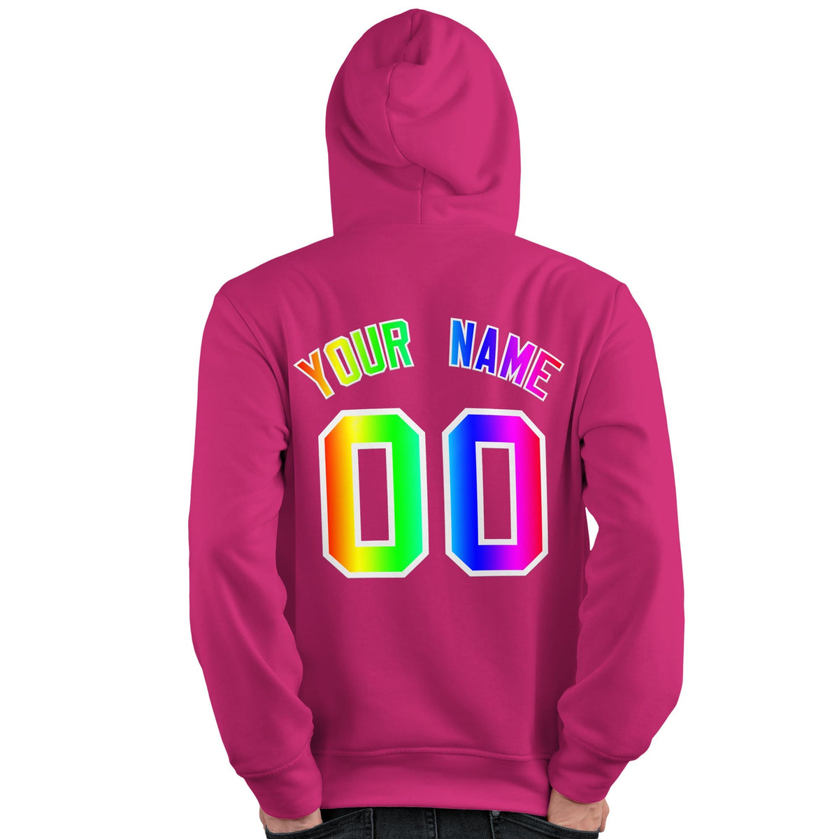 Custom Pink Personalized Rainbow Color Font Team Pullover Sweatshirt Hoodie| KXKSHOP