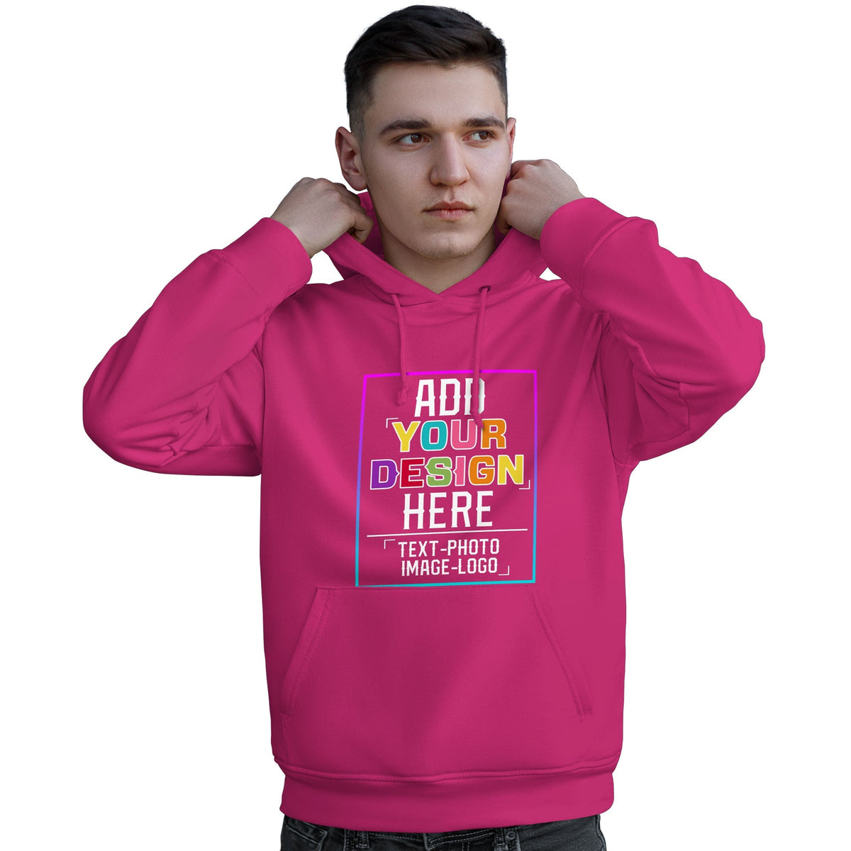 Custom Pink Personalized Rainbow Color Font Team Pullover Sweatshirt Hoodie| KXKSHOP
