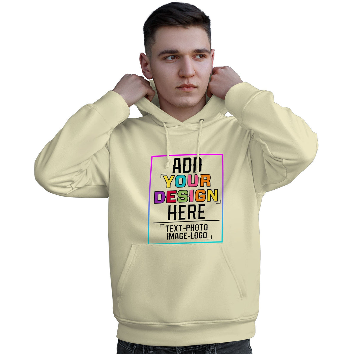 Custom Cream Personalized Rainbow Color Font Team Pullover Sweatshirt Hoodie| KXKSHOP