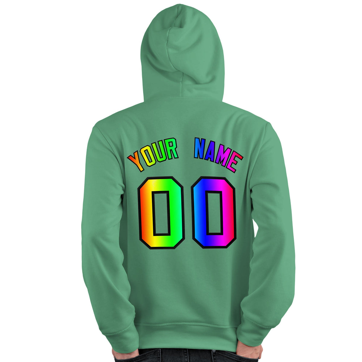 Custom Green Personalized Rainbow Color Font Team Pullover Sweatshirt Hoodie| KXKSHOP