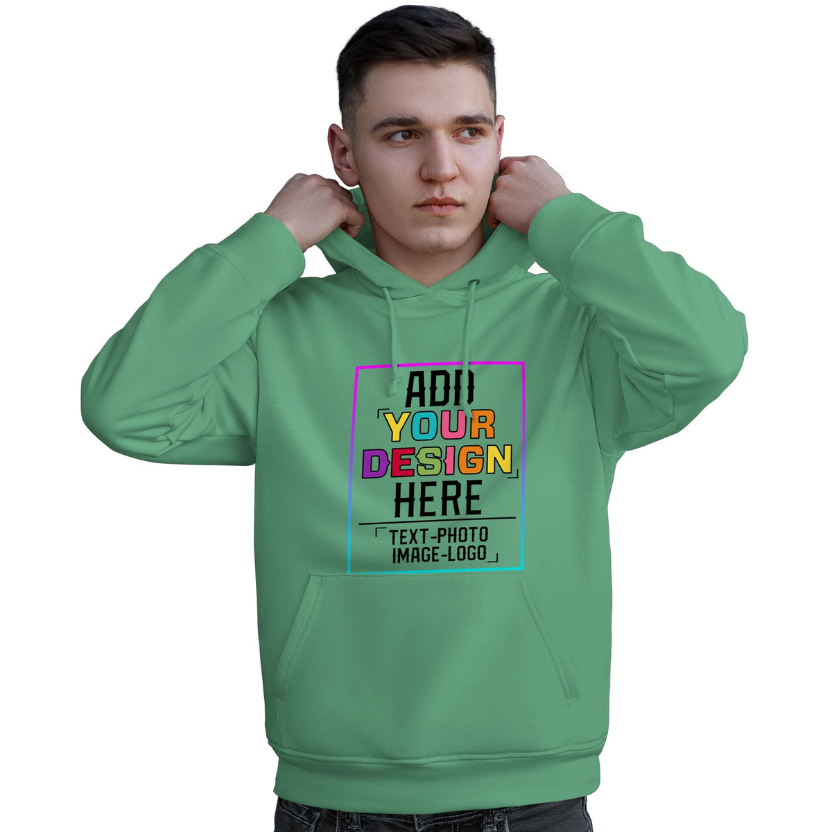 Custom Green Personalized Rainbow Color Font Team Pullover Sweatshirt Hoodie| KXKSHOP