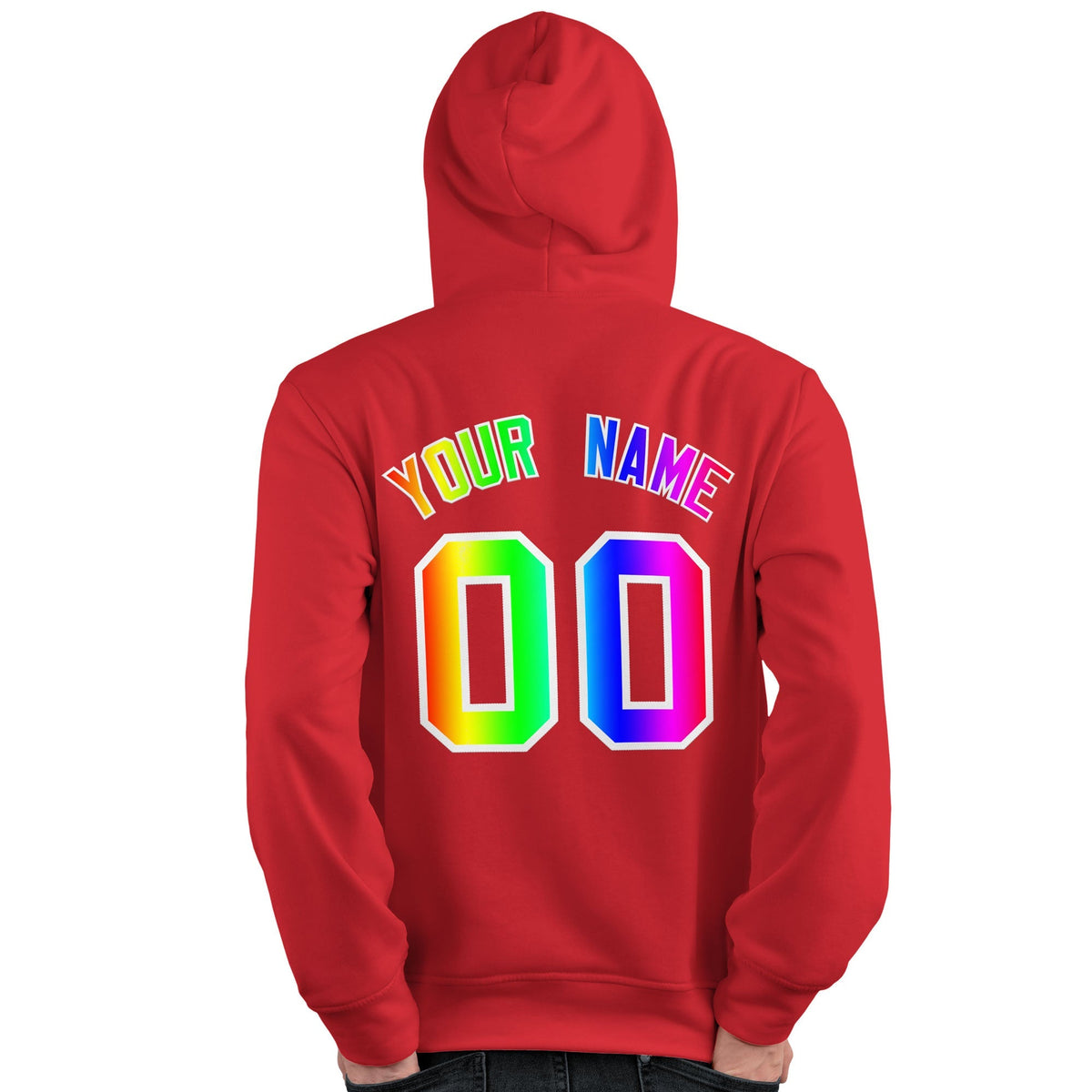 Custom Light Red Personalized Rainbow Color Font Team Pullover Sweatshirt Hoodie| KXKSHOP