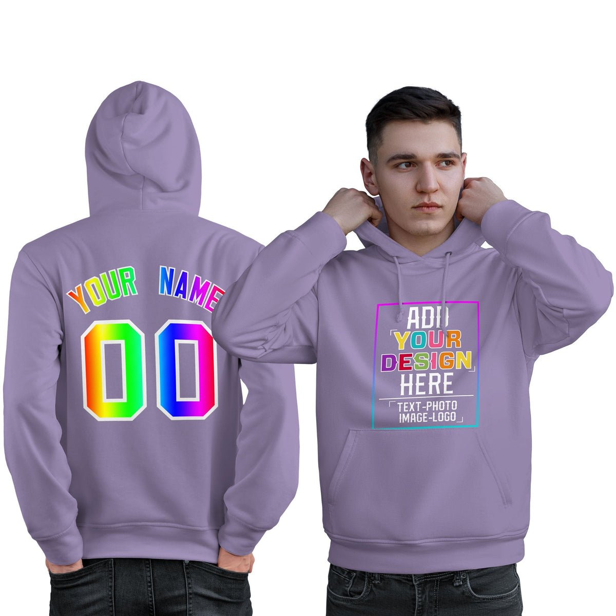 Custom Purple Personalized Rainbow Color Font Team Pullover Sweatshirt Hoodie| KXKSHOP