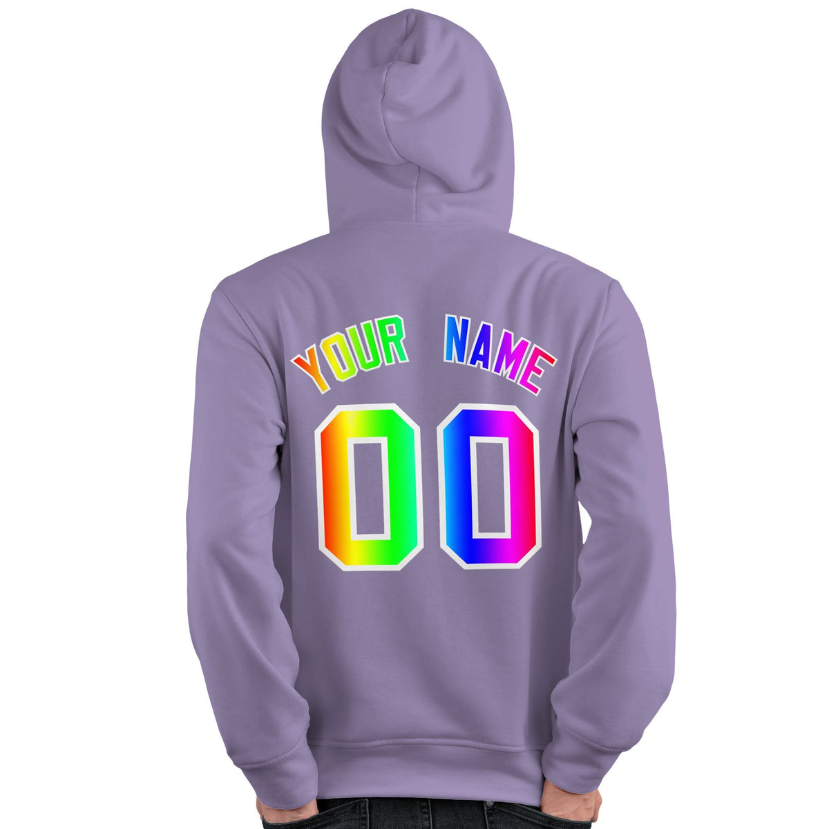 Custom Purple Personalized Rainbow Color Font Team Pullover Sweatshirt Hoodie| KXKSHOP