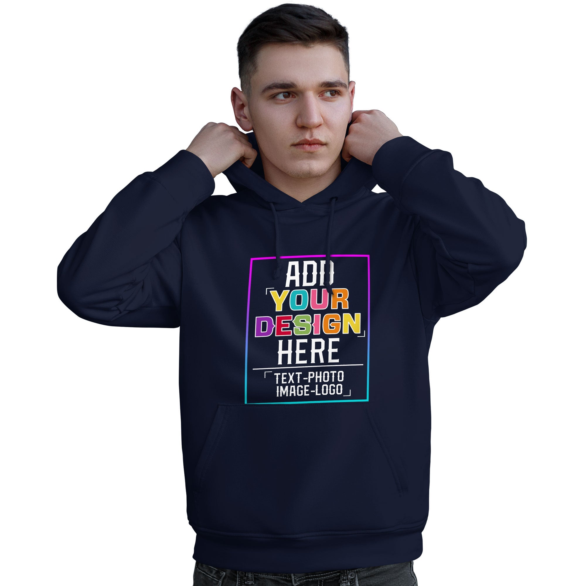 Custom Navy Personalized Rainbow Color Font Team Pullover Sweatshirt Hoodie| KXKSHOP