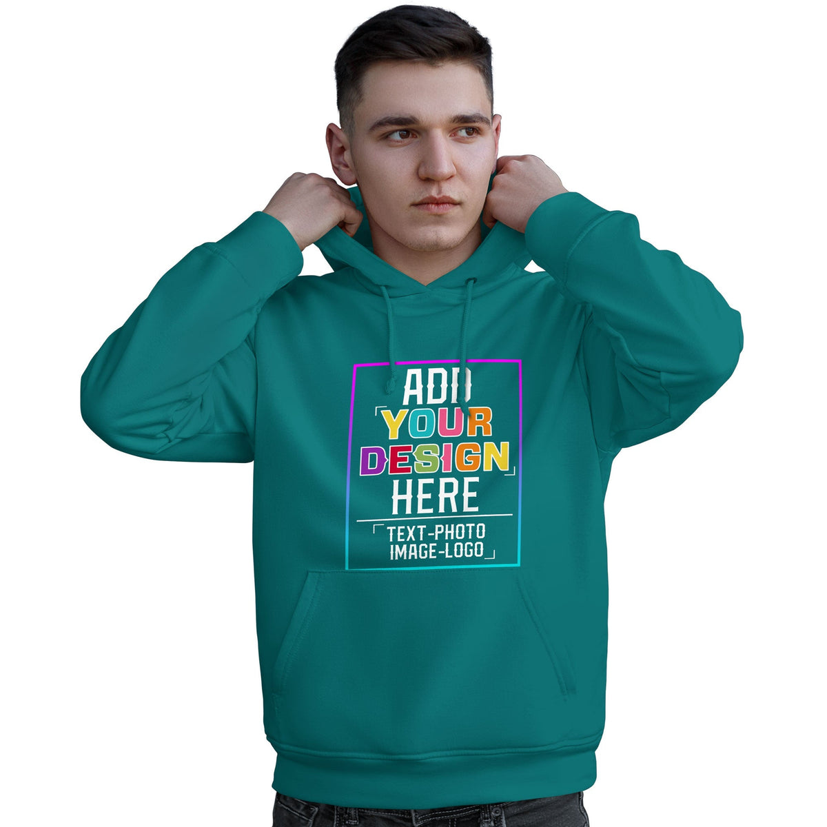 Custom Aqua Personalized Rainbow Color Font Team Pullover Sweatshirt Hoodie| KXKSHOP