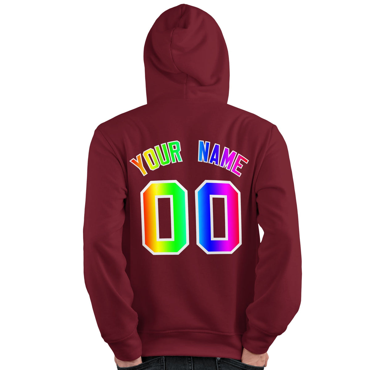 Custom Crimson Personalized Rainbow Color Font Team Pullover Sweatshirt Hoodie| KXKSHOP