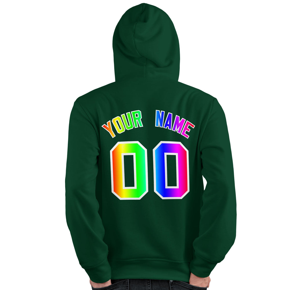 Custom Green Personalized Rainbow Color Font Team Pullover Sweatshirt Hoodie| KXKSHOP