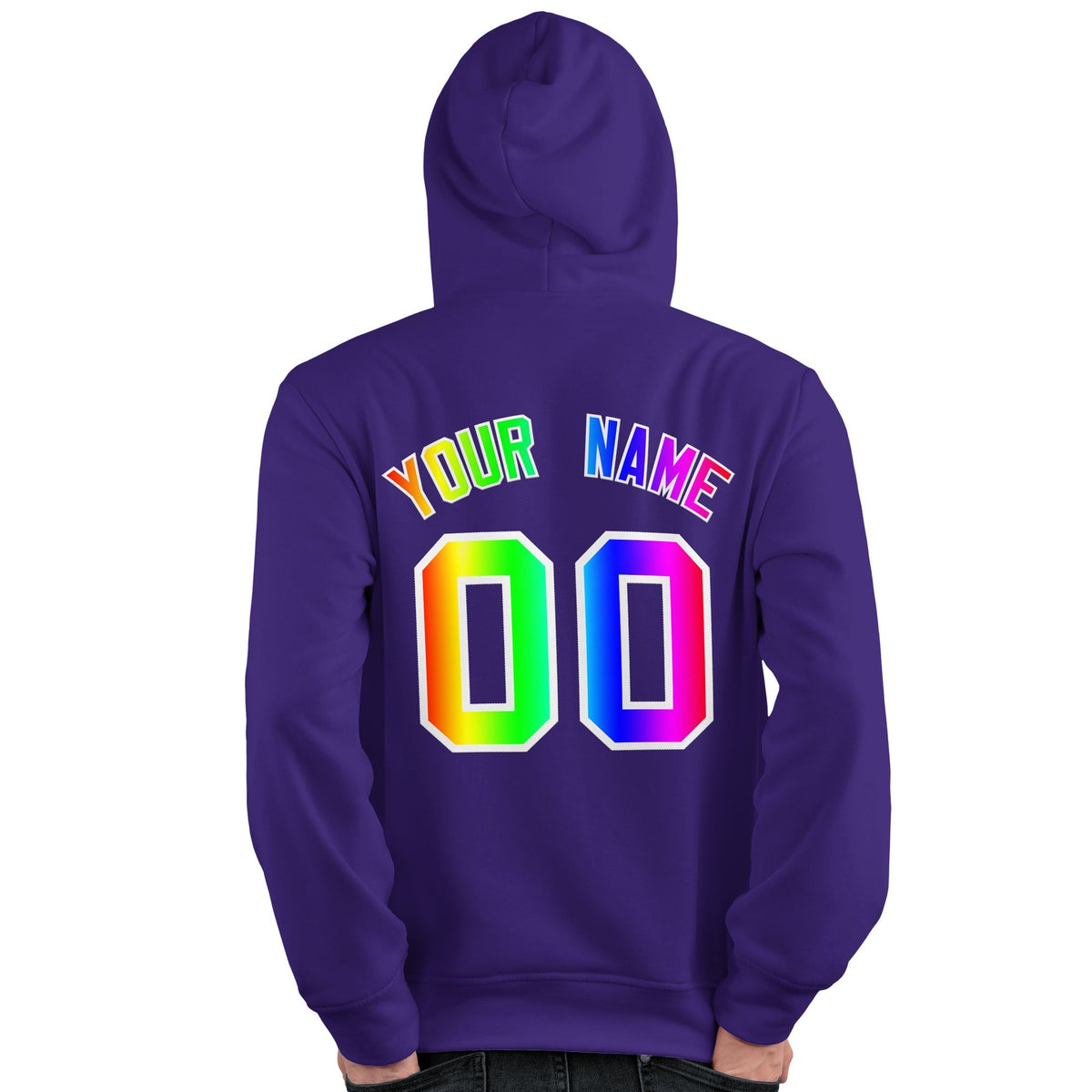 Custom Purple Personalized Rainbow Color Font Team Pullover Sweatshirt Hoodie| KXKSHOP