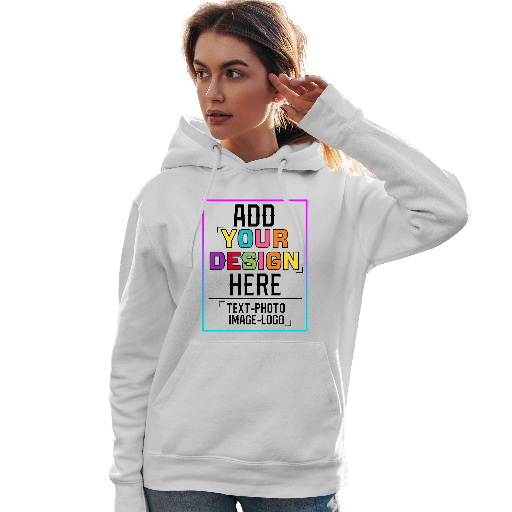 Custom White Personalized Rainbow Color Font Team Pullover Sweatshirt Hoodie| KXKSHOP