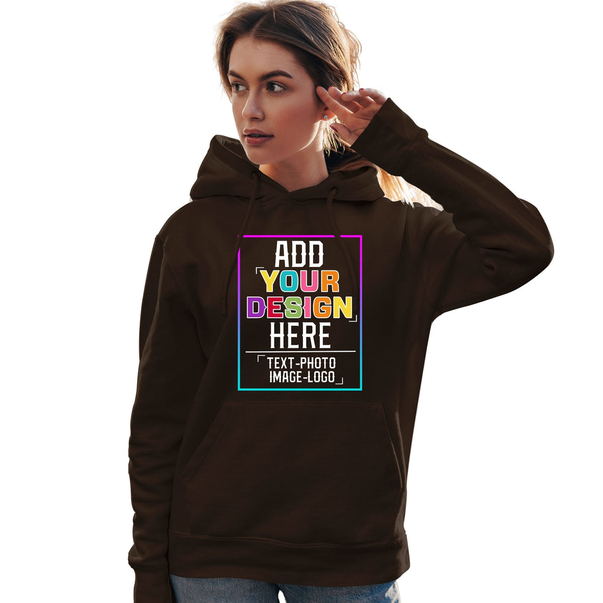 Custom Brown Personalized Rainbow Color Font Team Pullover Sweatshirt Hoodie| KXKSHOP