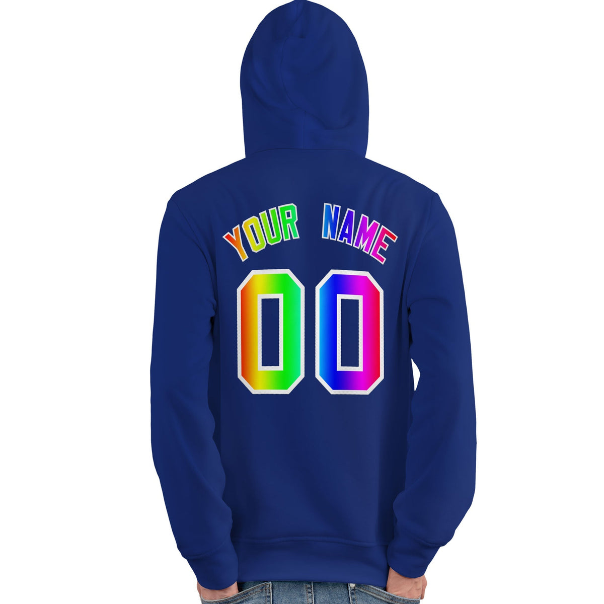 Custom Royal Personalized Rainbow Color Font Team Pullover Sweatshirt Hoodie| KXKSHOP