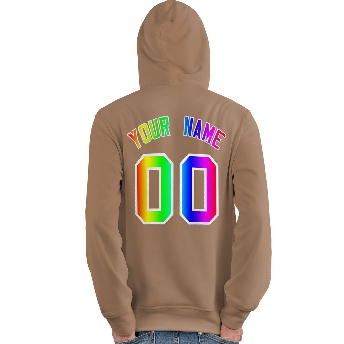 Custom Brown Personalized Rainbow Color Font Team Pullover Sweatshirt Hoodie| KXKSHOP