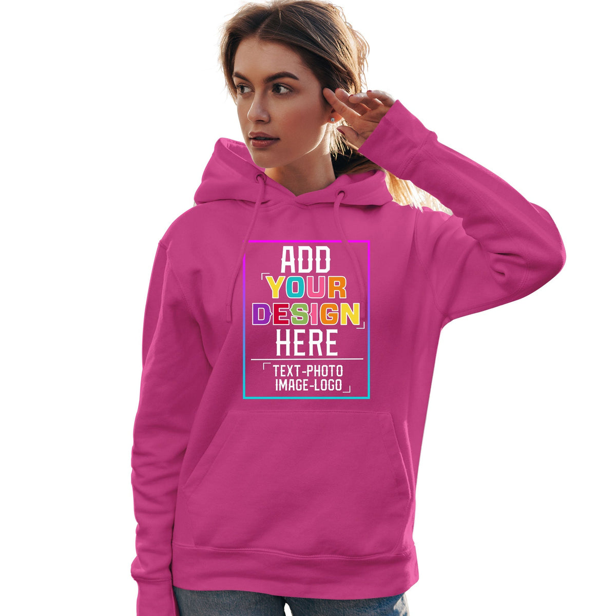 Custom Pink Personalized Rainbow Color Font Team Pullover Sweatshirt Hoodie| KXKSHOP