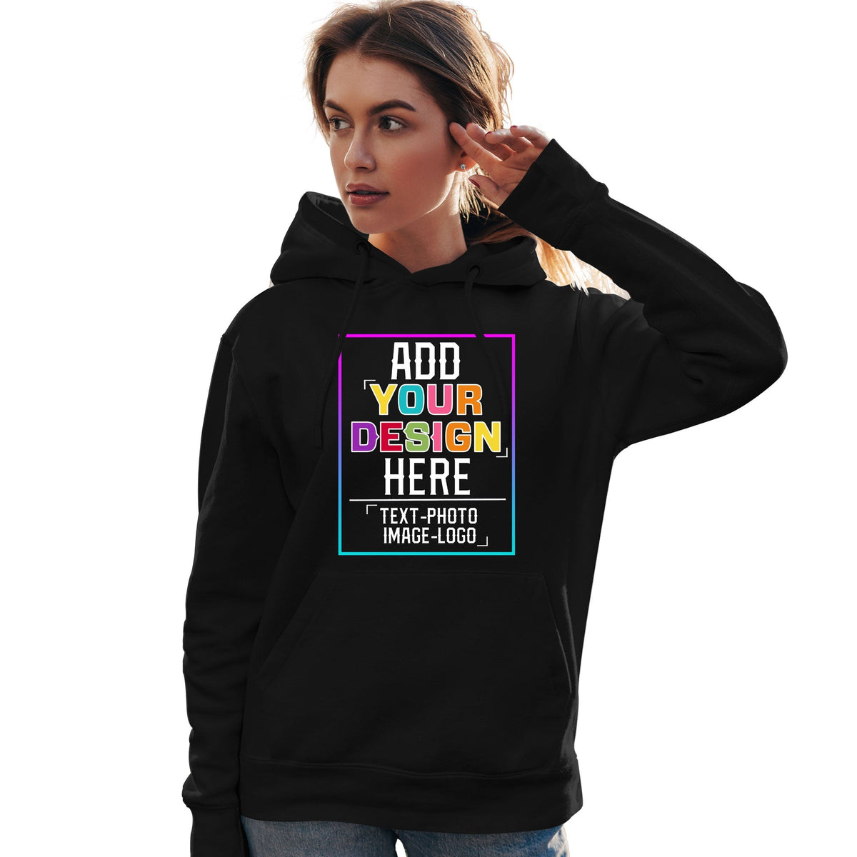 Custom Black Personalized Rainbow Color Font Team Pullover Sweatshirt Hoodie| KXKSHOP