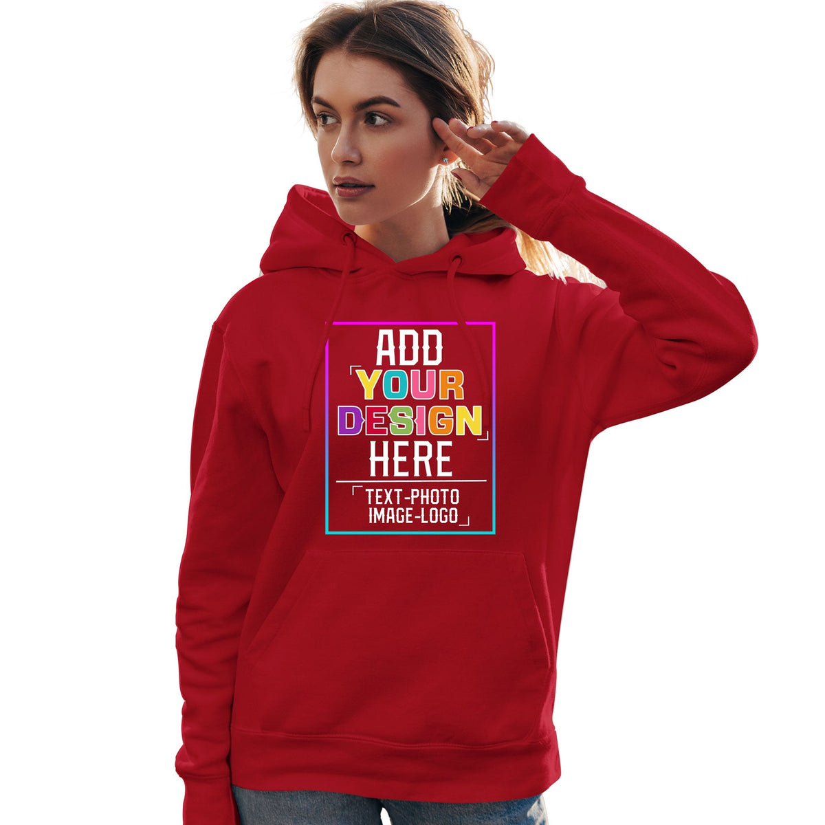 Custom Red Personalized Rainbow Color Font Team Pullover Sweatshirt Hoodie| KXKSHOP