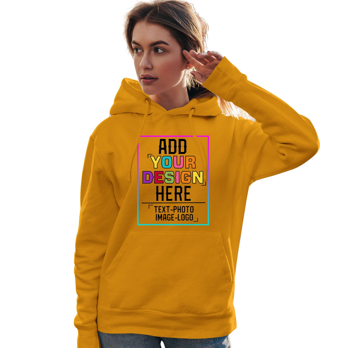 Custom Gold Personalized Rainbow Color Font Team Pullover Sweatshirt Hoodie| KXKSHOP