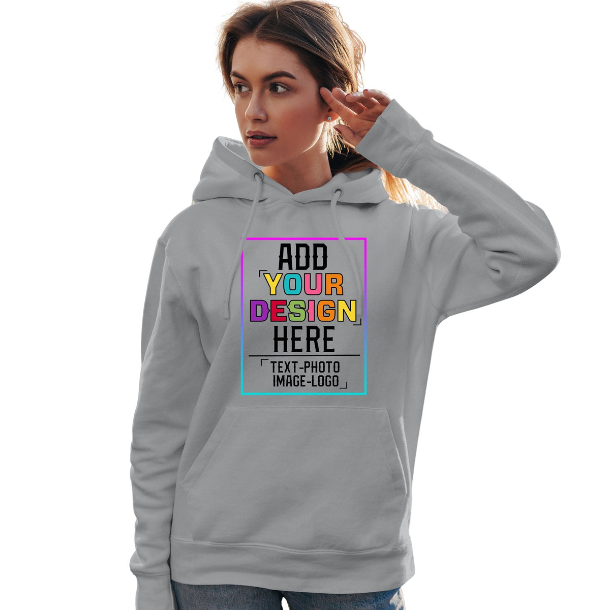 Custom Gray Personalized Rainbow Color Font Team Pullover Sweatshirt Hoodie| KXKSHOP