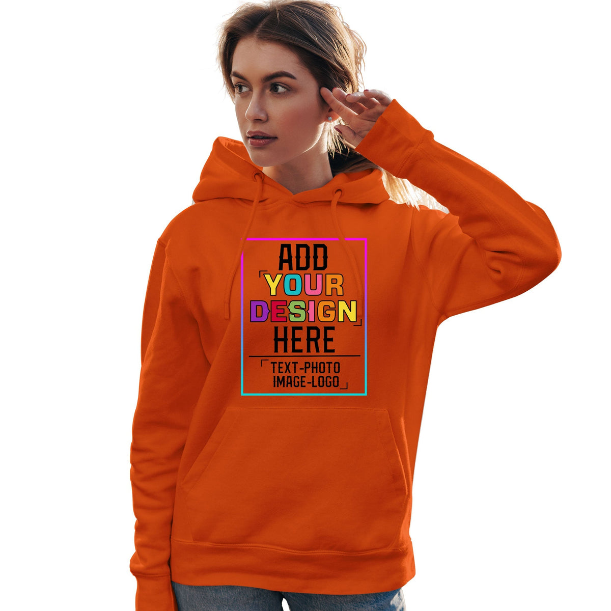 Custom Orange Personalized Rainbow Color Font Team Pullover Sweatshirt Hoodie| KXKSHOP