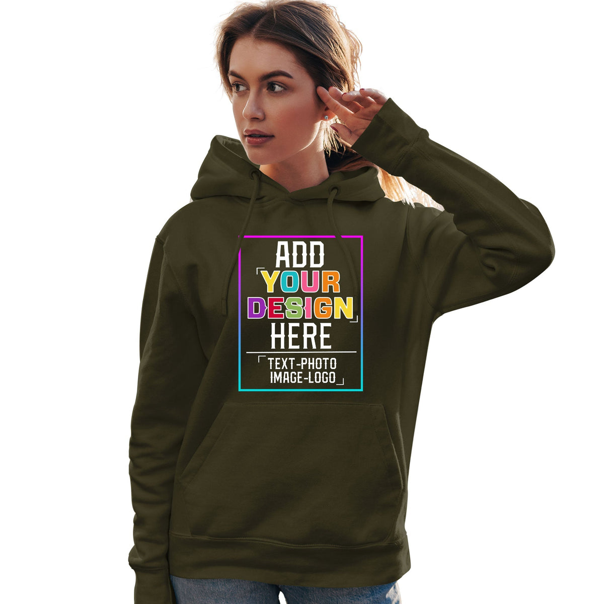 Custom Olive Personalized Rainbow Color Font Team Pullover Sweatshirt Hoodie| KXKSHOP