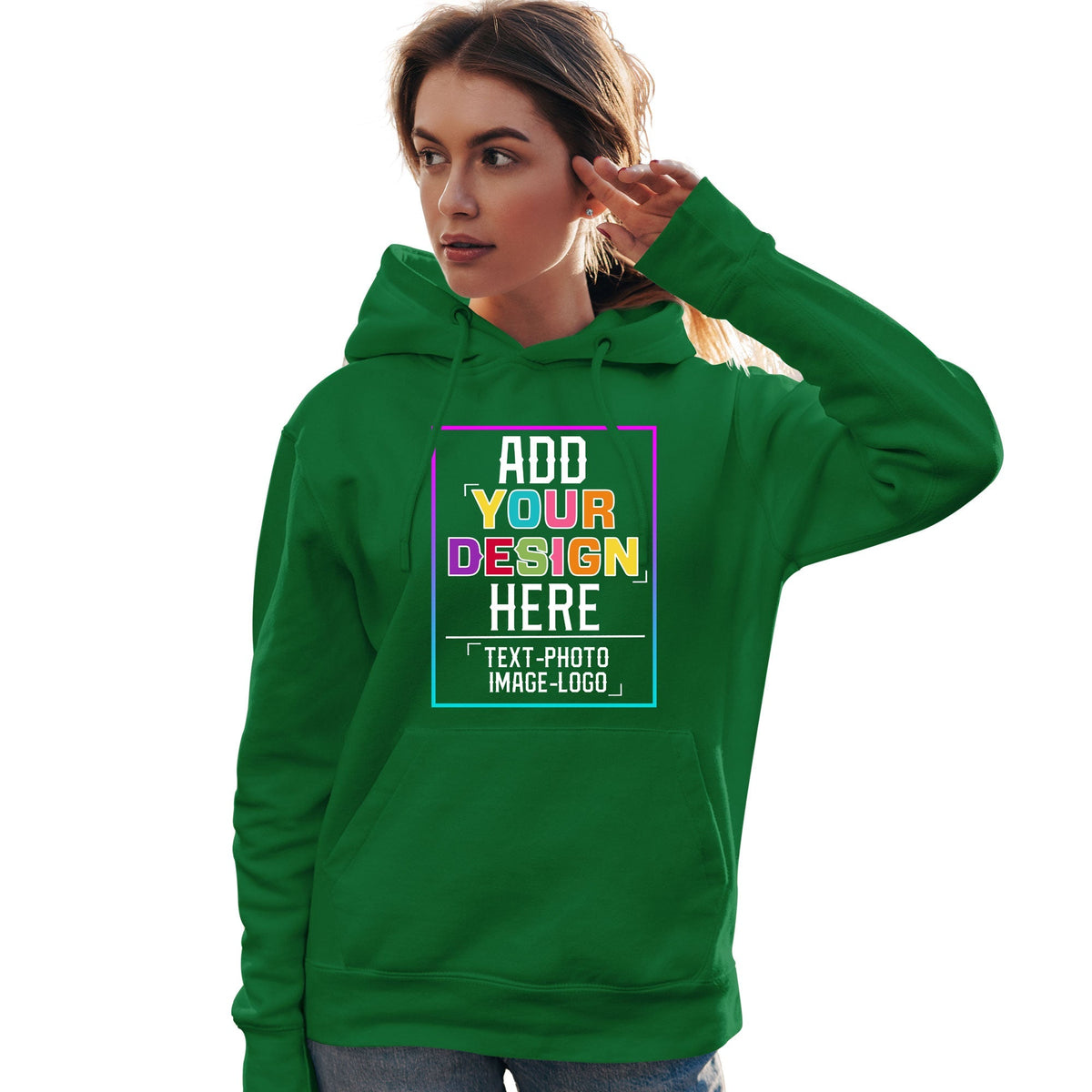 Custom Kelly Green Personalized Rainbow Color Font Team Pullover Sweatshirt Hoodie| KXKSHOP