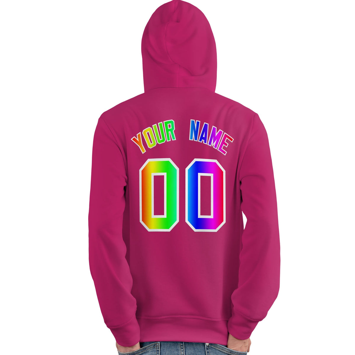 Custom Pink Personalized Rainbow Color Font Team Pullover Sweatshirt Hoodie| KXKSHOP