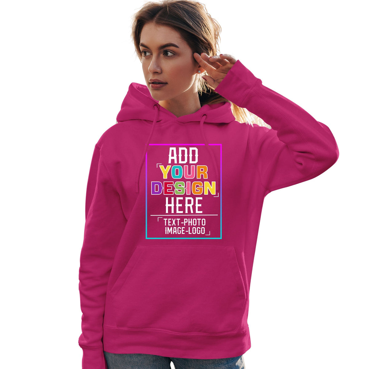 Custom Pink Personalized Rainbow Color Font Team Pullover Sweatshirt Hoodie| KXKSHOP