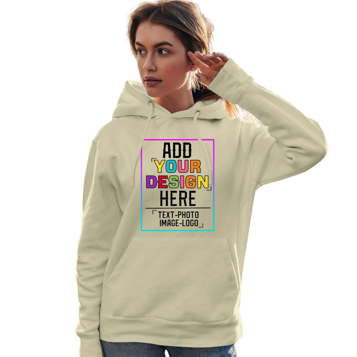 Custom Cream Personalized Rainbow Color Font Team Pullover Sweatshirt Hoodie| KXKSHOP