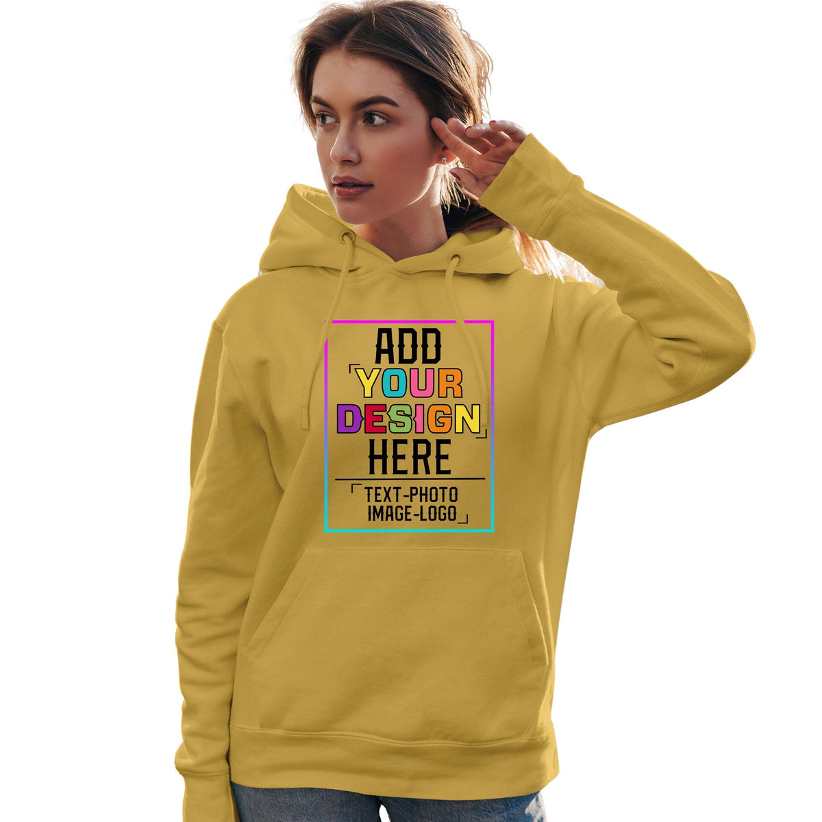 Custom Yellow Personalized Rainbow Color Font Team Pullover Sweatshirt Hoodie| KXKSHOP