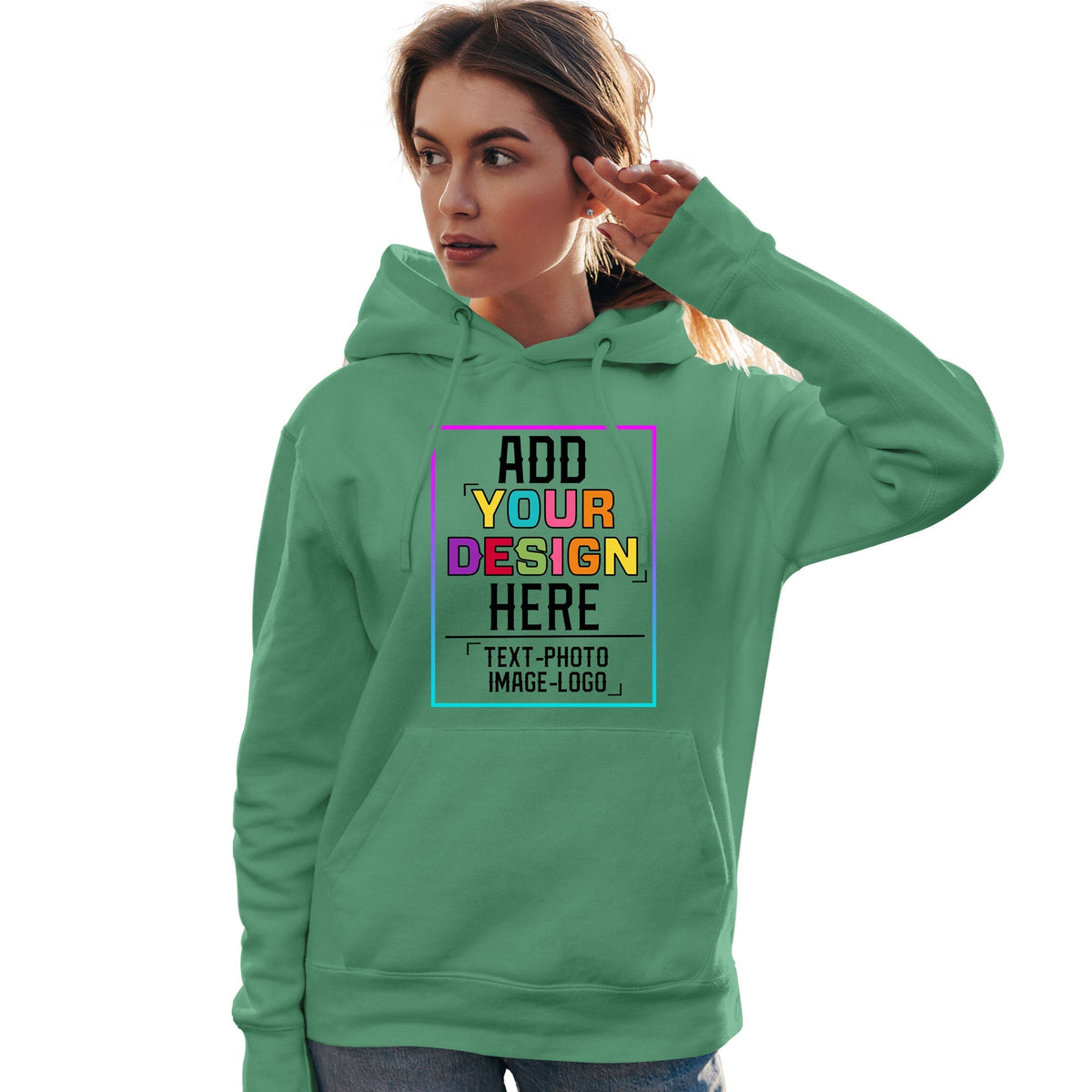 Custom Green Personalized Rainbow Color Font Team Pullover Sweatshirt Hoodie| KXKSHOP