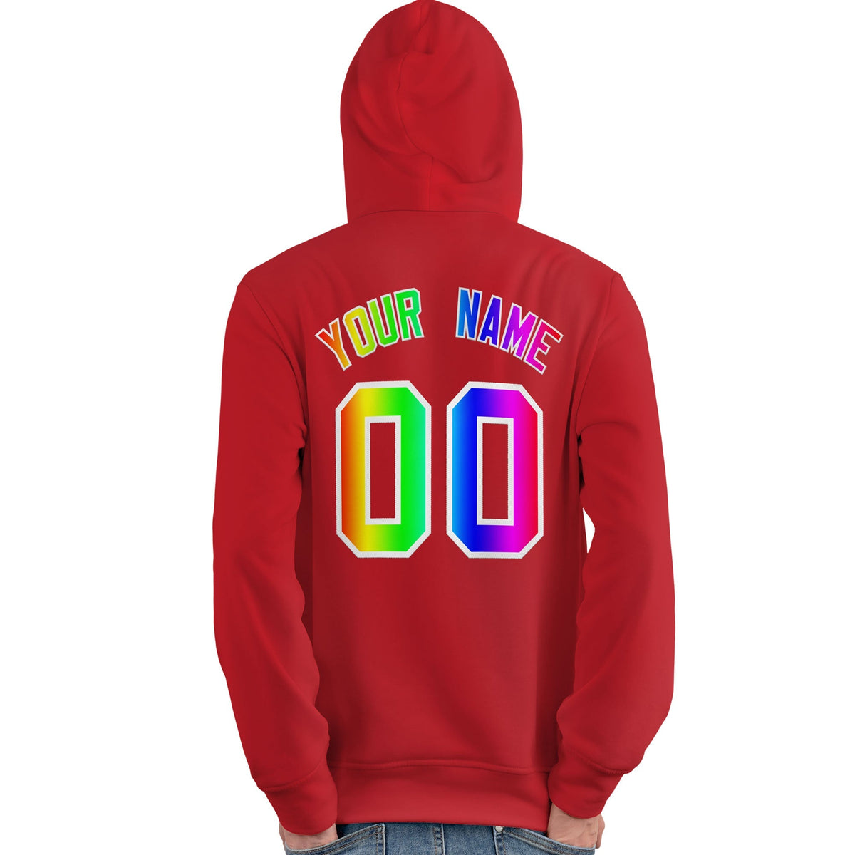 Custom Light Red Personalized Rainbow Color Font Team Pullover Sweatshirt Hoodie| KXKSHOP