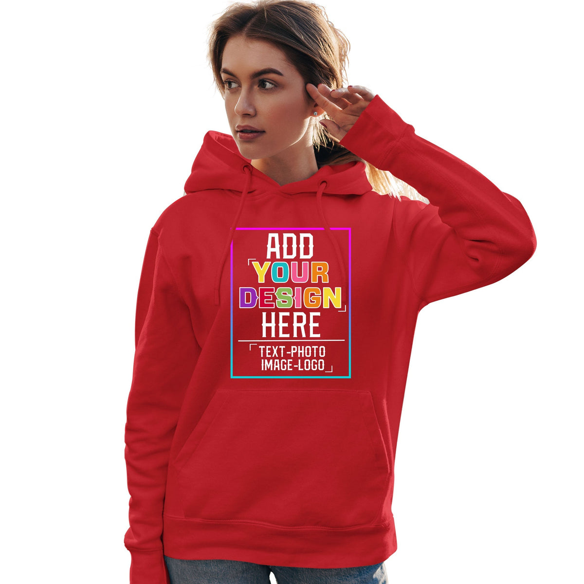 Custom Light Red Personalized Rainbow Color Font Team Pullover Sweatshirt Hoodie| KXKSHOP