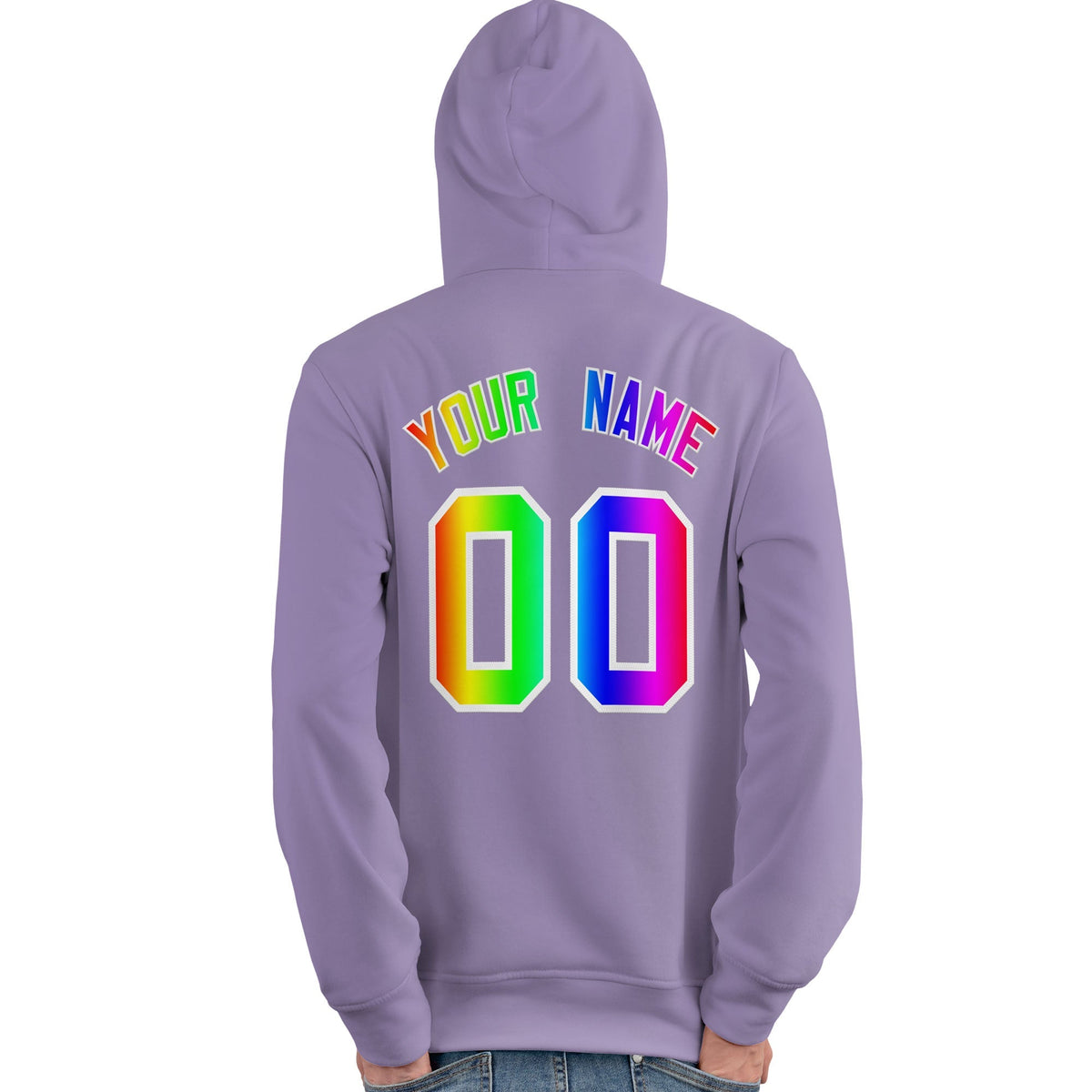 Custom Purple Personalized Rainbow Color Font Team Pullover Sweatshirt Hoodie| KXKSHOP