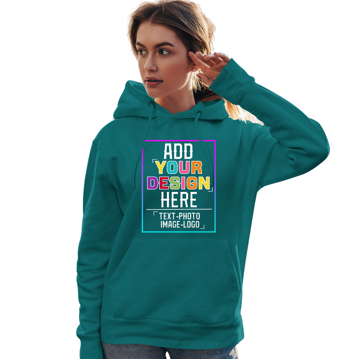 Custom Aqua Personalized Rainbow Color Font Team Pullover Sweatshirt Hoodie| KXKSHOP