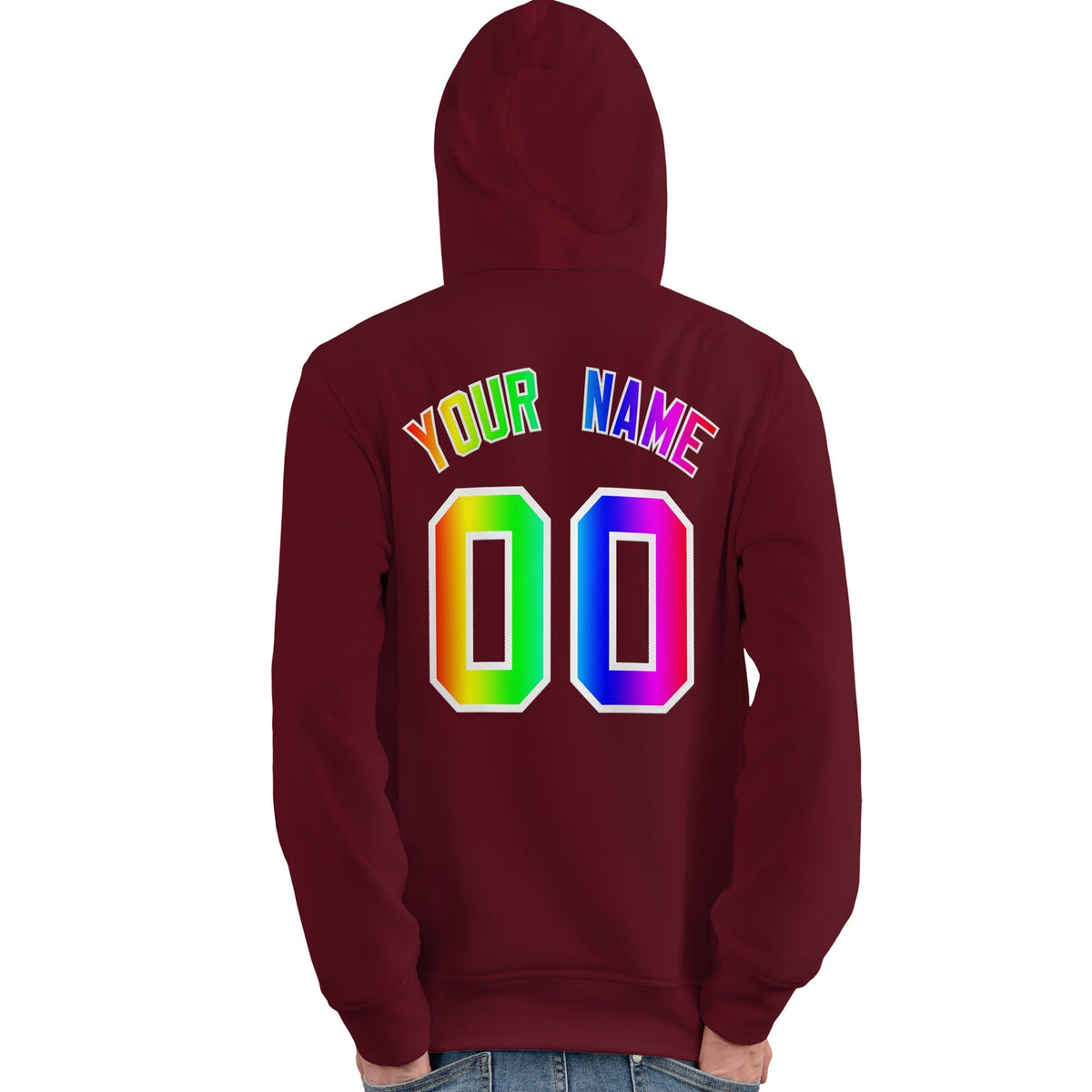 Custom Crimson Personalized Rainbow Color Font Team Pullover Sweatshirt Hoodie| KXKSHOP