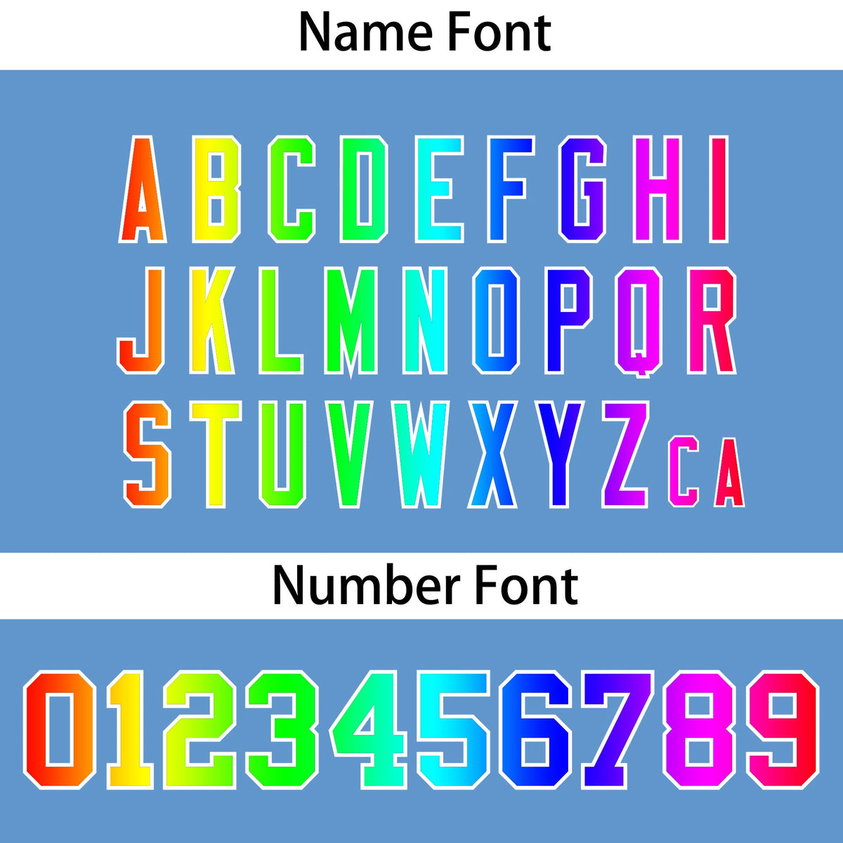 Custom Powder Blue Personalized Rainbow Color Font Team Pullover Sweatshirt Hoodie| KXKSHOP