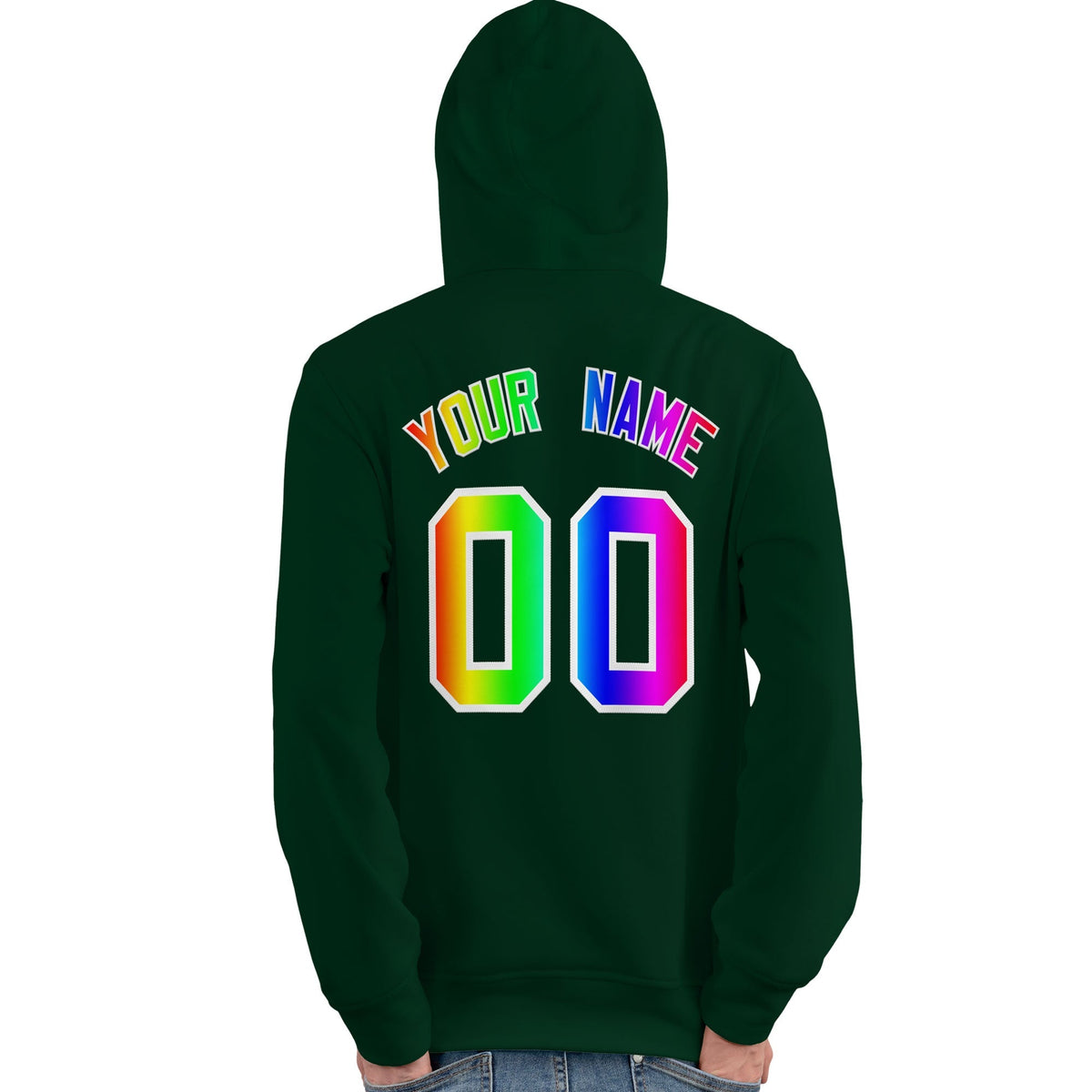 Custom Green Personalized Rainbow Color Font Team Pullover Sweatshirt Hoodie| KXKSHOP