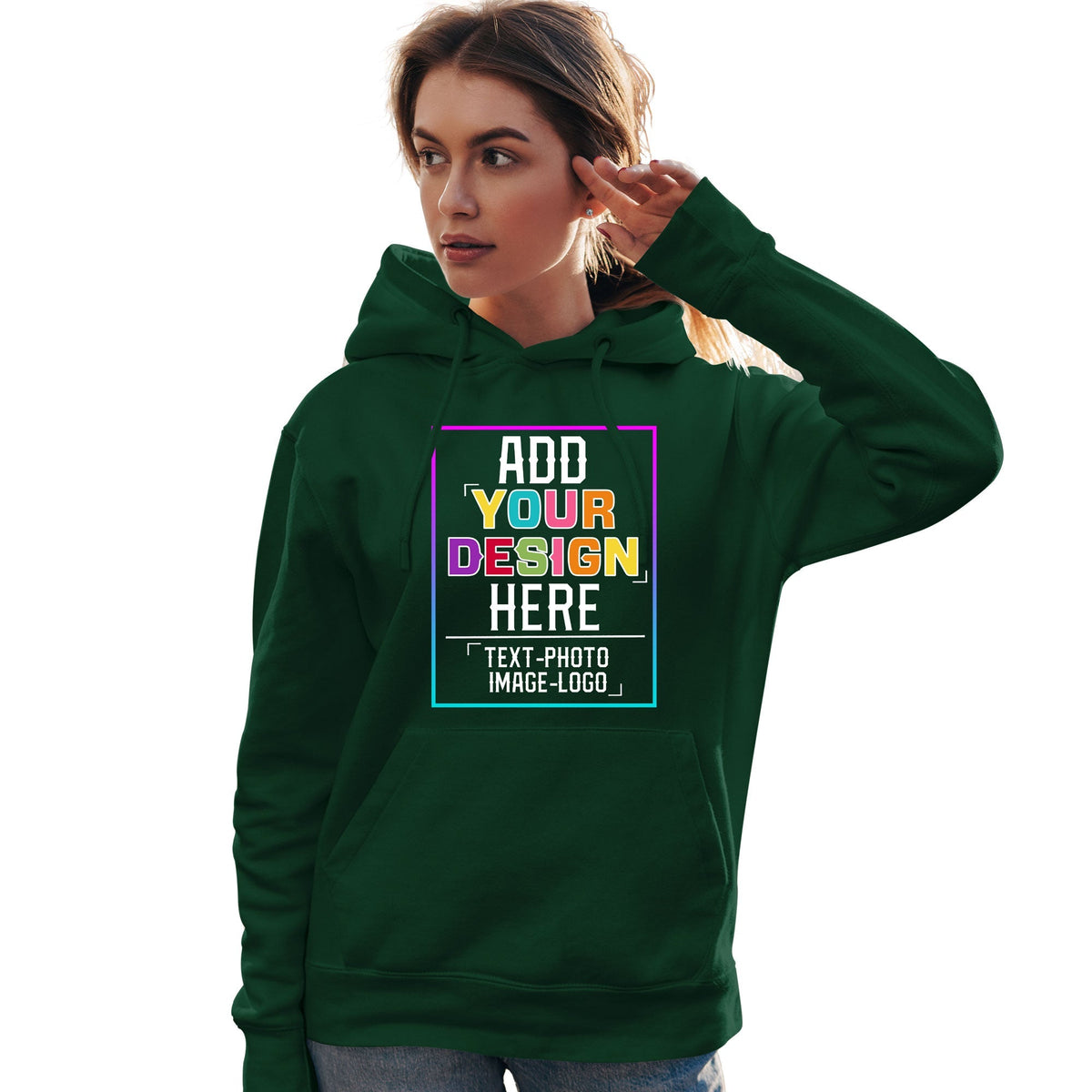 Custom Green Personalized Rainbow Color Font Team Pullover Sweatshirt Hoodie| KXKSHOP