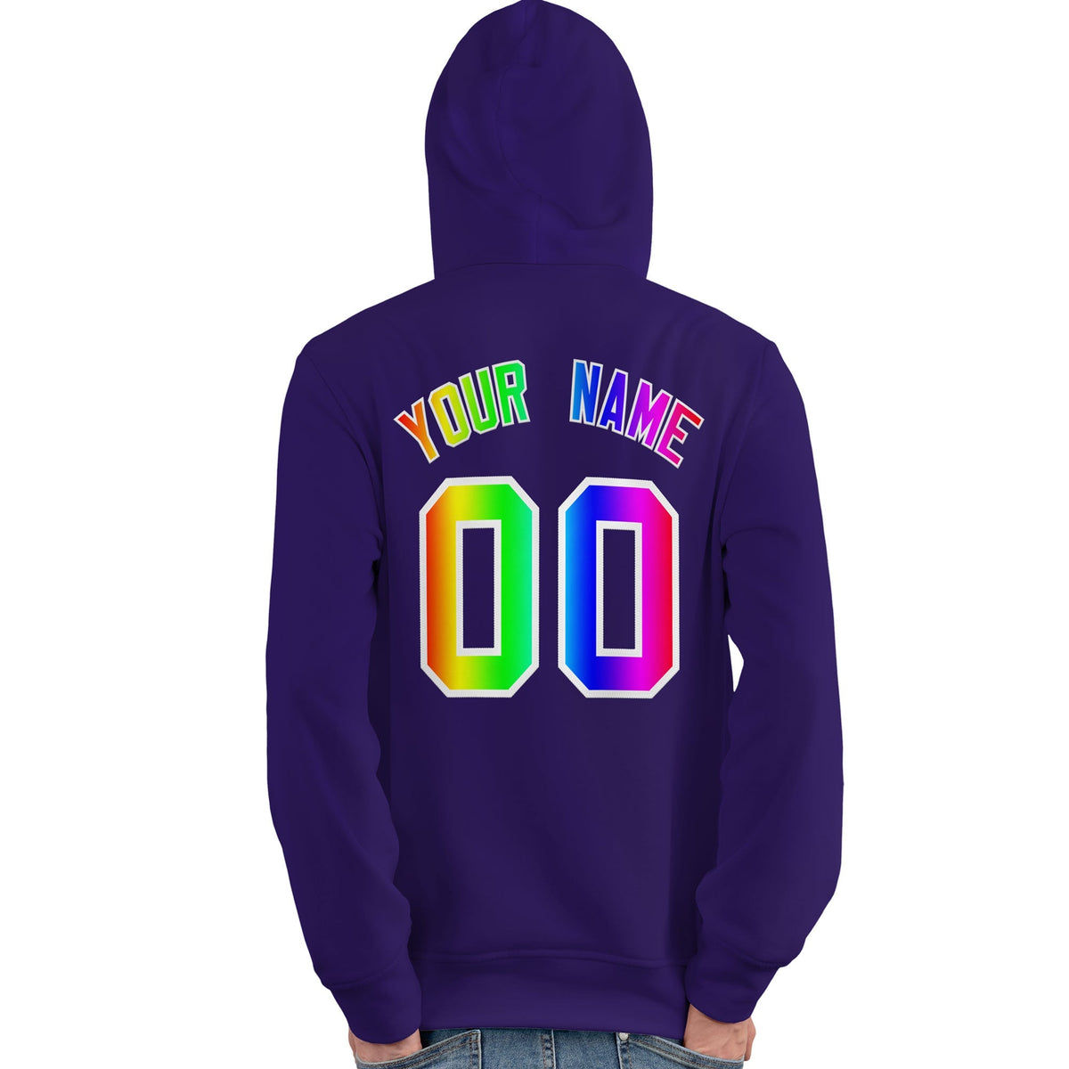 Custom Purple Personalized Rainbow Color Font Team Pullover Sweatshirt Hoodie| KXKSHOP