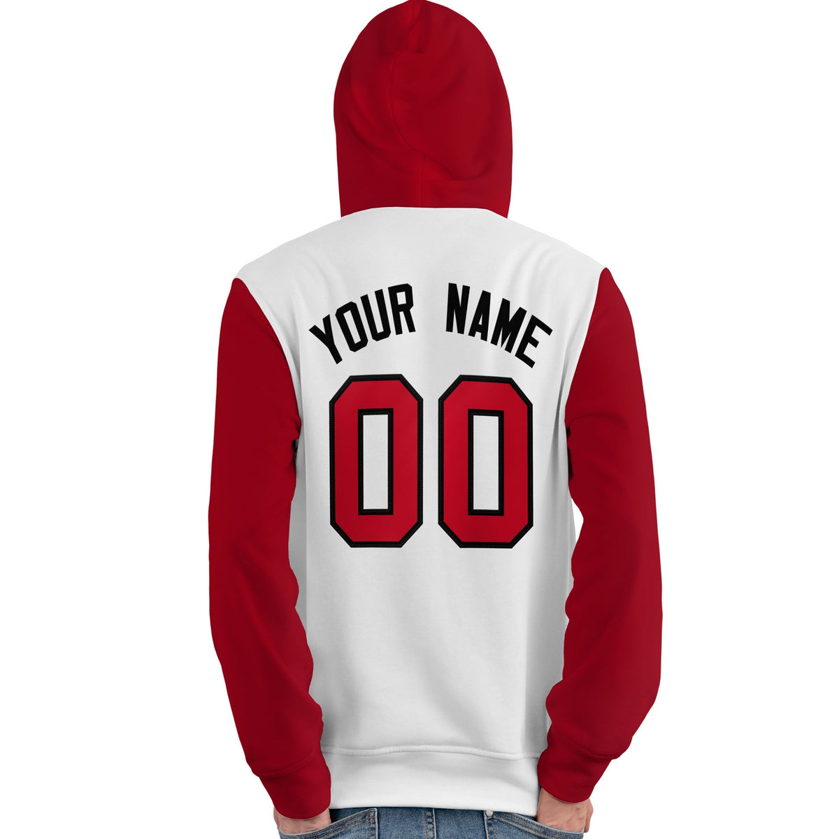Custom White Red-Black Raglan Sleeves Pullover Personalized Team Sweatshirt Hoodie| KXKSHOP