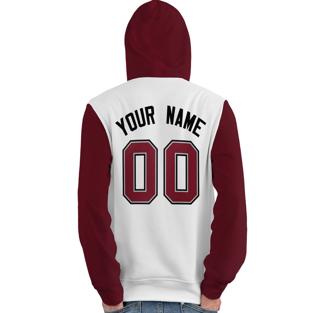 Custom White Crimson-Black Raglan Sleeves Pullover Personalized Team Sweatshirt Hoodie| KXKSHOP