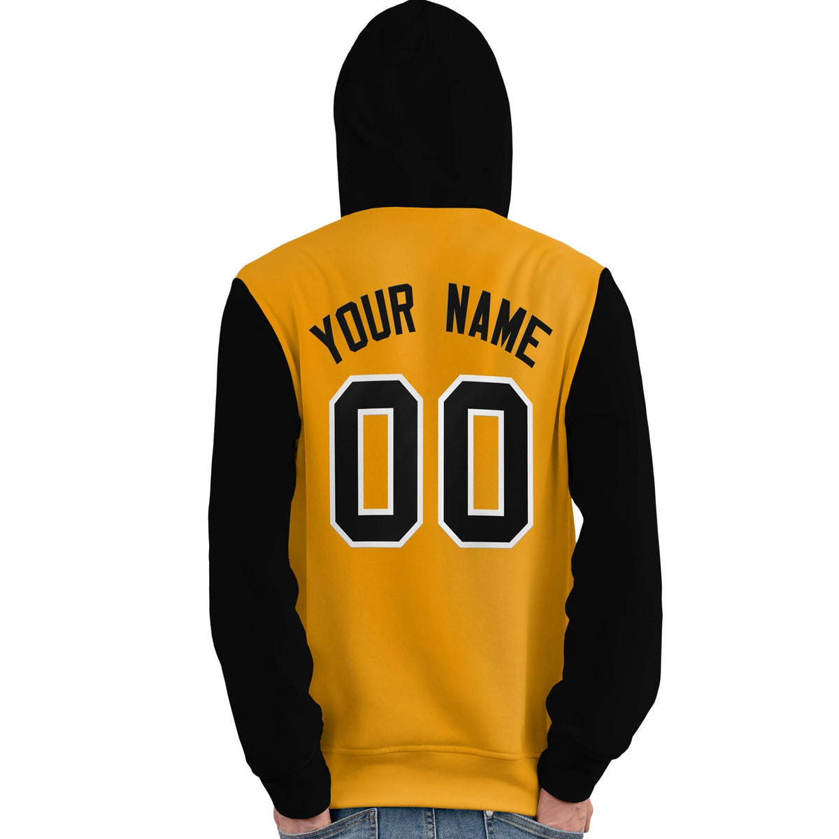 Custom Gold Black-White Raglan Sleeves Pullover Personalized Team Sweatshirt Hoodie| KXKSHOP