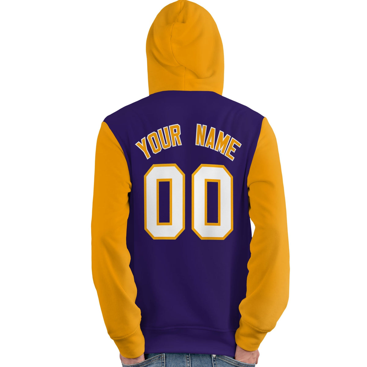Custom Purple White-Gold Raglan Sleeves Pullover Personalized Team Sweatshirt Hoodie| KXKSHOP