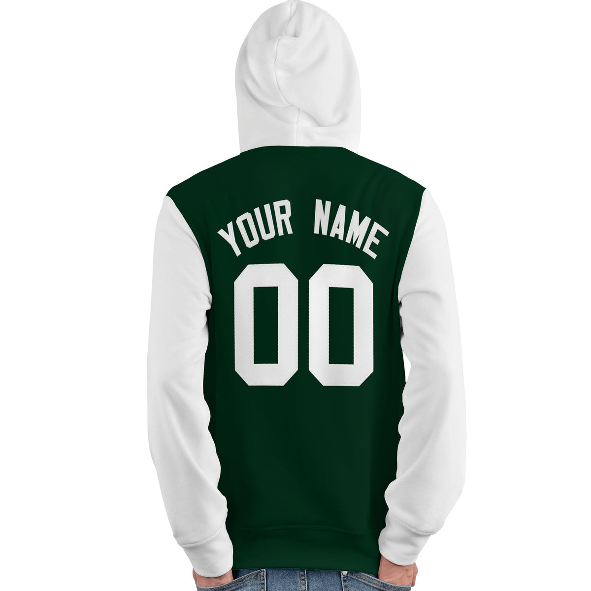 Custom Green White Raglan Sleeves Pullover Personalized Team Sweatshirt Hoodie| KXKSHOP