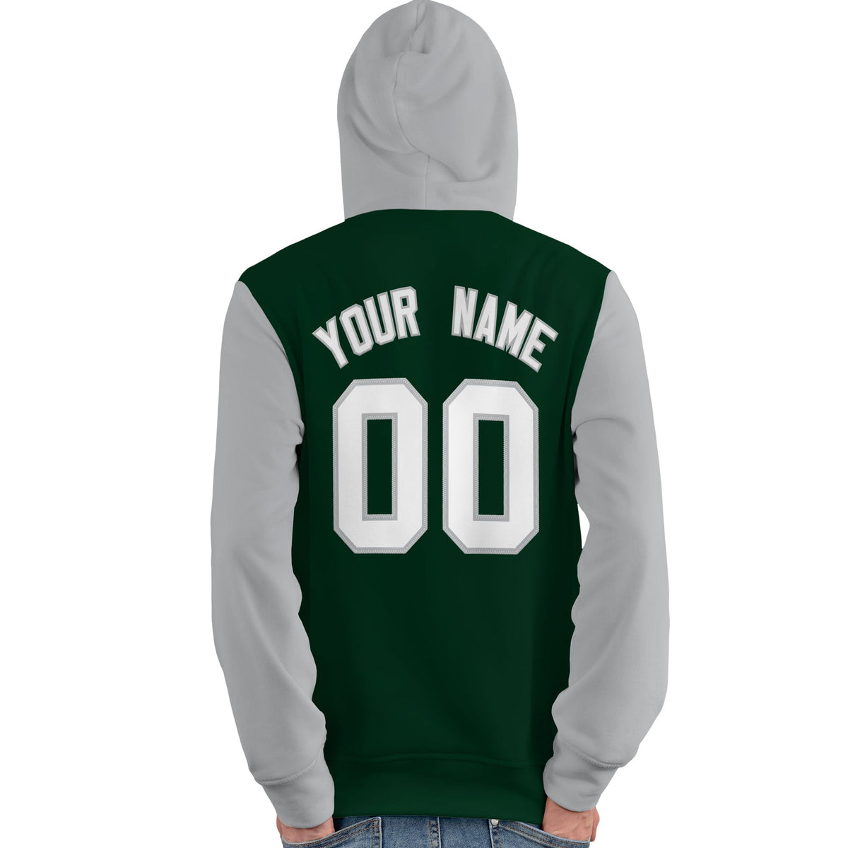 Custom Green White-Gray Raglan Sleeves Pullover Personalized Team Sweatshirt Hoodie| KXKSHOP
