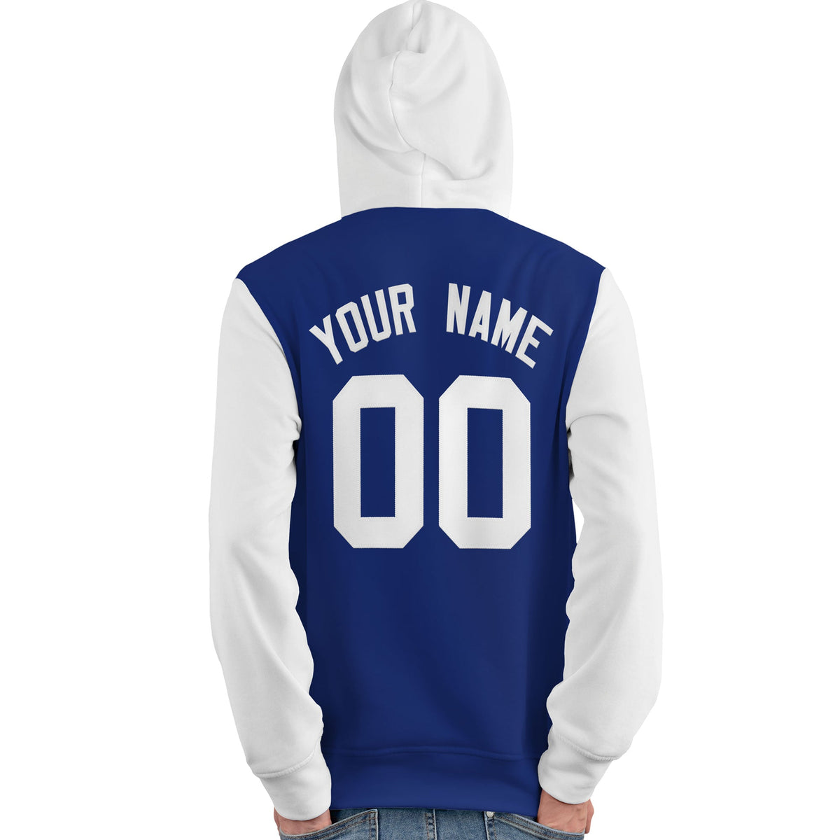 Custom Royal White Raglan Sleeves Pullover Personalized Team Sweatshirt Hoodie| KXKSHOP