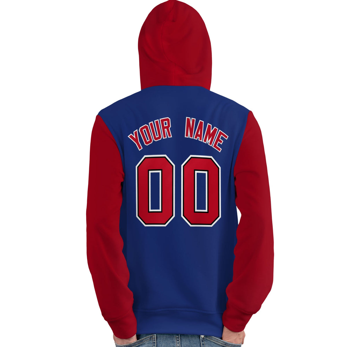 Custom Royal Red-White Raglan Sleeves Pullover Personalized Team Sweatshirt Hoodie| KXKSHOP