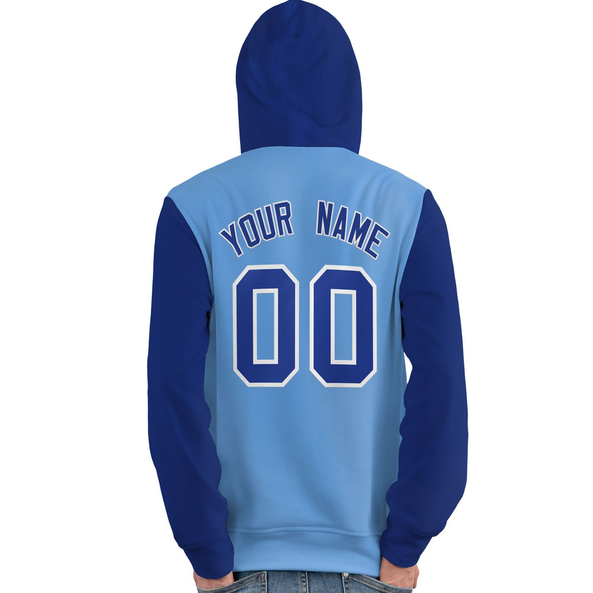 Custom Light Blue Royal-White Raglan Sleeves Pullover Personalized Team Sweatshirt Hoodie| KXKSHOP