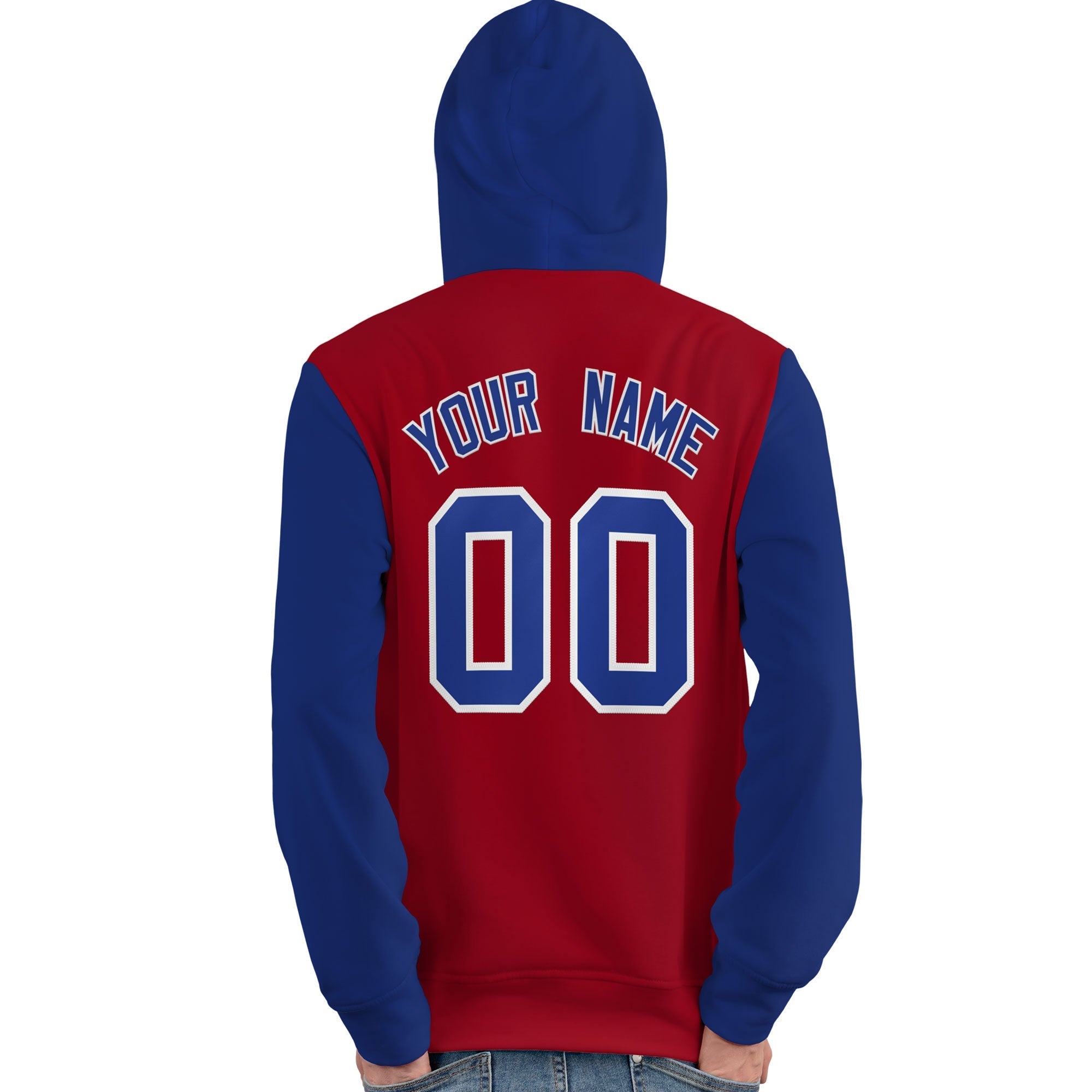 Custom Red Royal-White Raglan Sleeves Pullover Personalized Team Sweatshirt Hoodie| KXKSHOP
